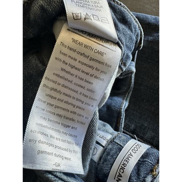 Good American Good Legs Mid Rise Skinny Jeans Sz 6/28 Medium Wash Light Distress - Picture 11 of 11